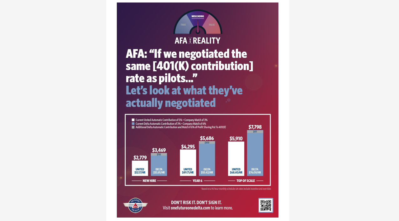 AFA vs reality compensation negotiations flier sheet